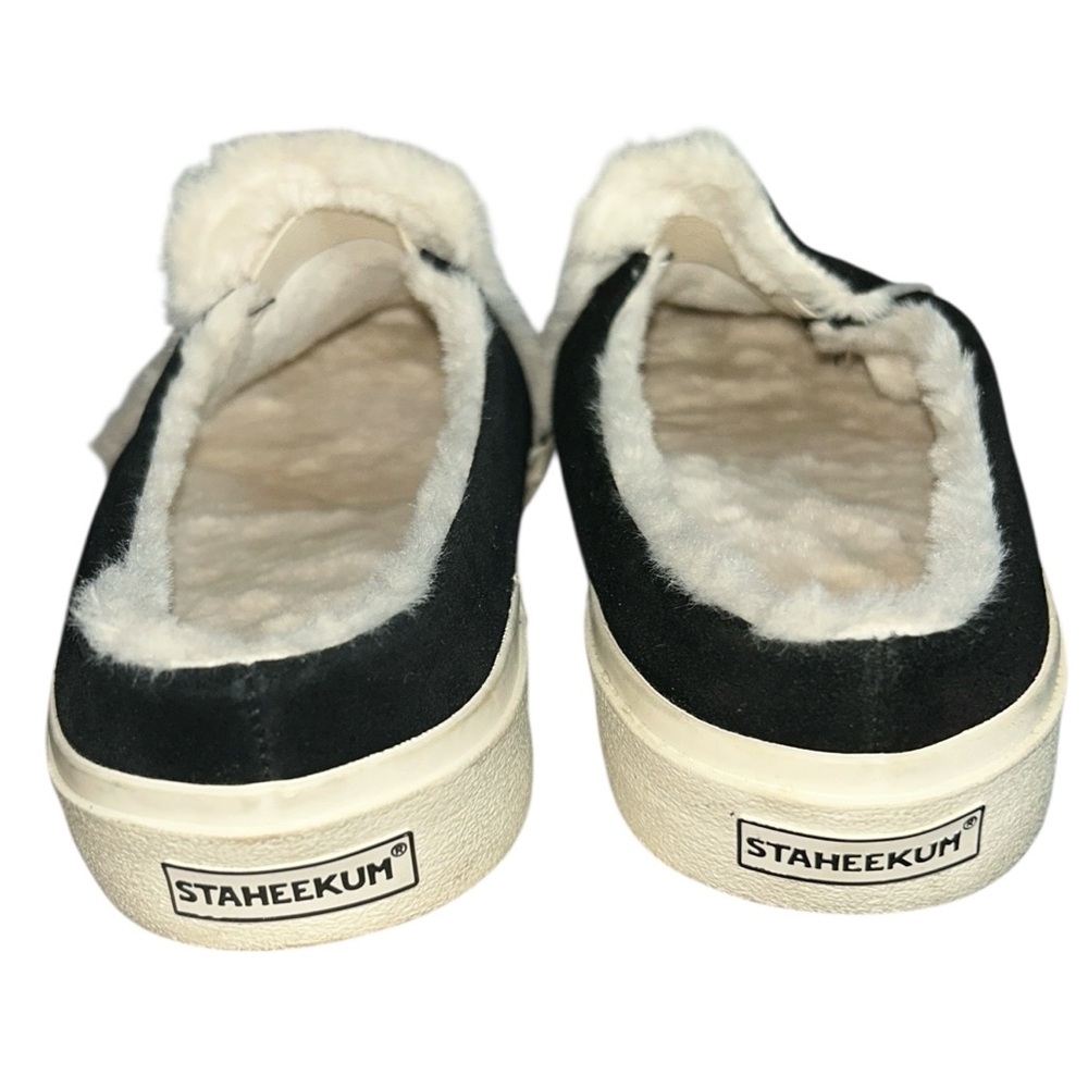 Staheekum Women's Cozy Camp Mules in Black Suede and Faux Fur Lining Size 9 - Picture 7 of 11